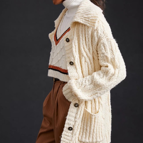 NWTS PILCRO CABLE-KNIT CARDIGAN SWEATER - Picture 3 of 4